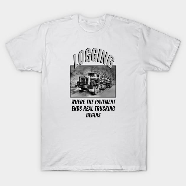 Logging Truck T-Shirt by AuburnQuailart